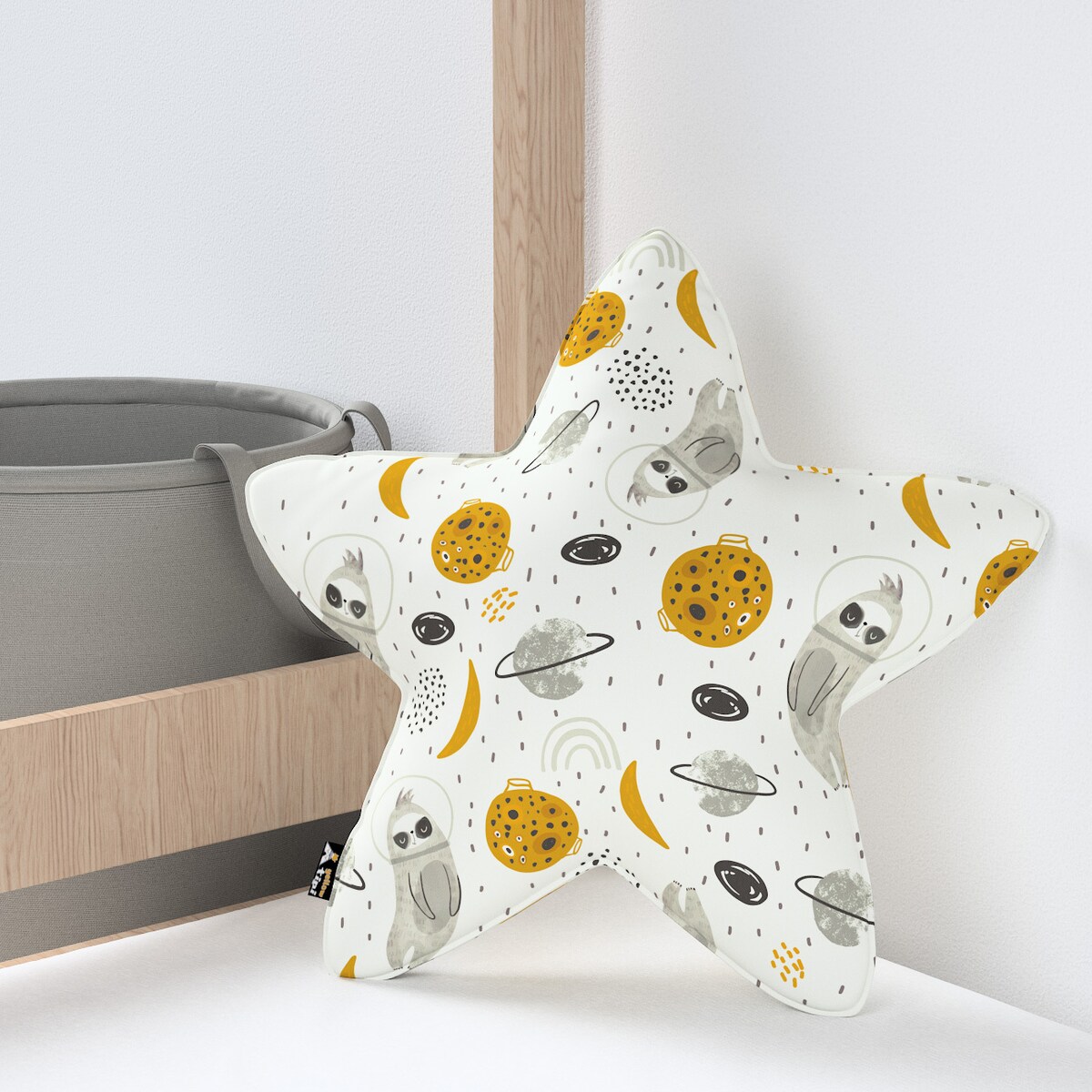 Poduszka Lucky Star, biało-szara, 52x15x52cm, Magic Collection