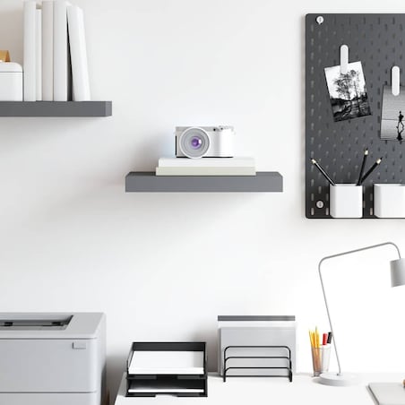 vidaXL Półka ścienna, szara, wysoki połysk, 40 x 23 x 3,8 cm, MDF