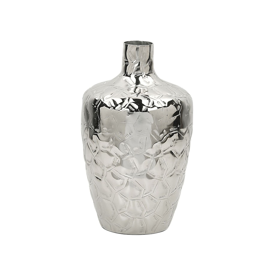 Wazon na kwiaty metalowy 33 cm srebrny INSHAS