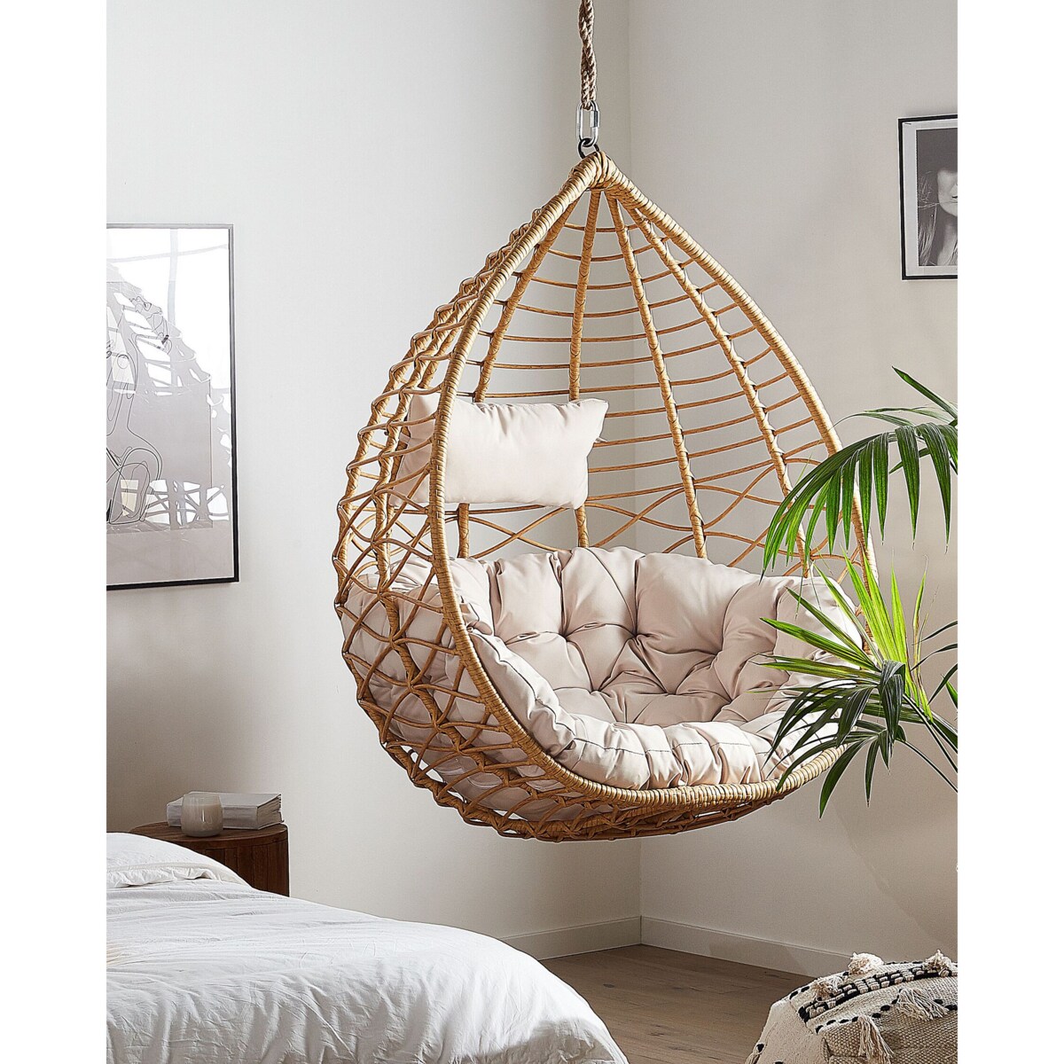 Fotel wiszący z technorattanu naturalny ARSITA