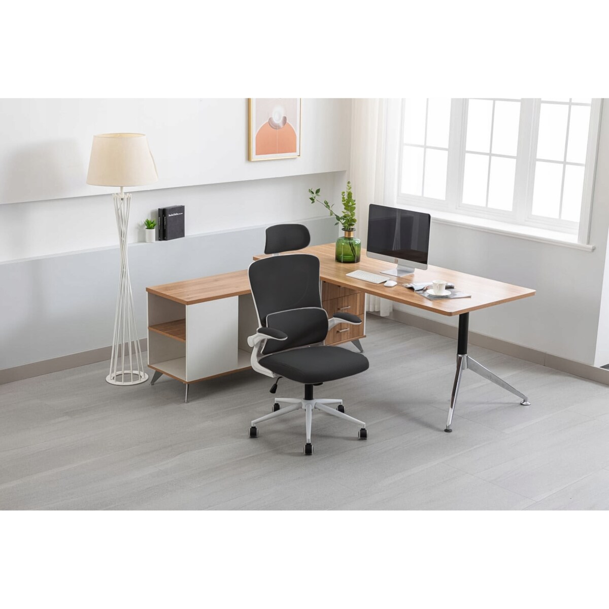 Fotel Krzesło Do Biurka Biura Zeo Czarny Biały