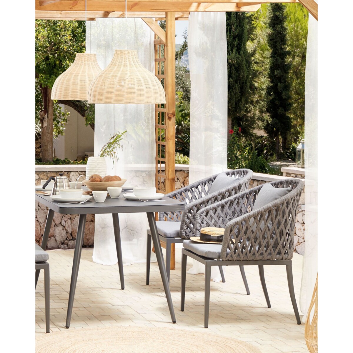 Krzesło ogrodowe Zestaw 2 Metal Szary LIPARI