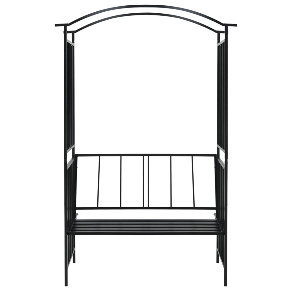vidaXL Pergola ogrodowa z ławką, czarna, 128x50x207 cm, żelazna