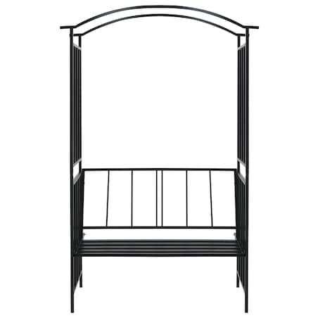 vidaXL Pergola ogrodowa z ławką, czarna, 128x50x207 cm, żelazna