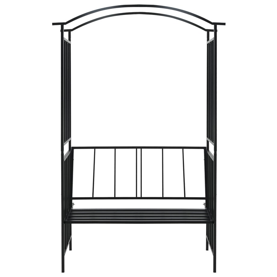 vidaXL Pergola ogrodowa z ławką, czarna, 128x50x207 cm, żelazna