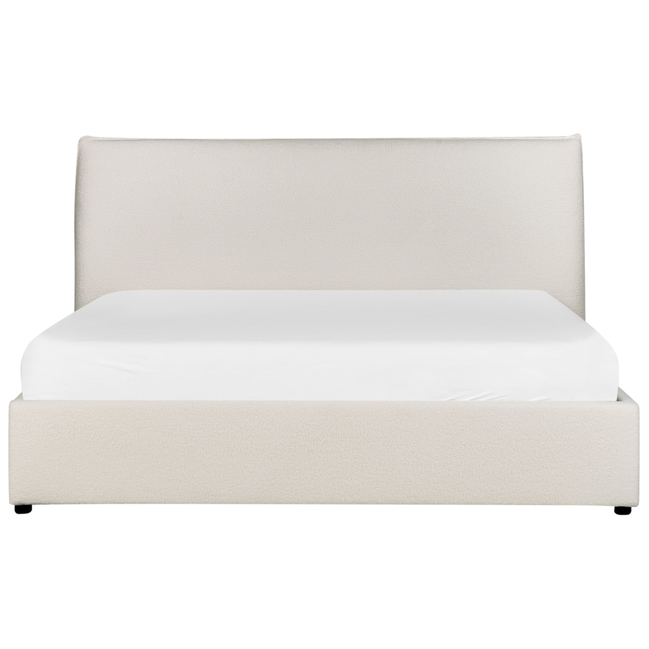 Łóżko z pojemnikiem boucle 160 x 200 cm złamana biel LAVAUR