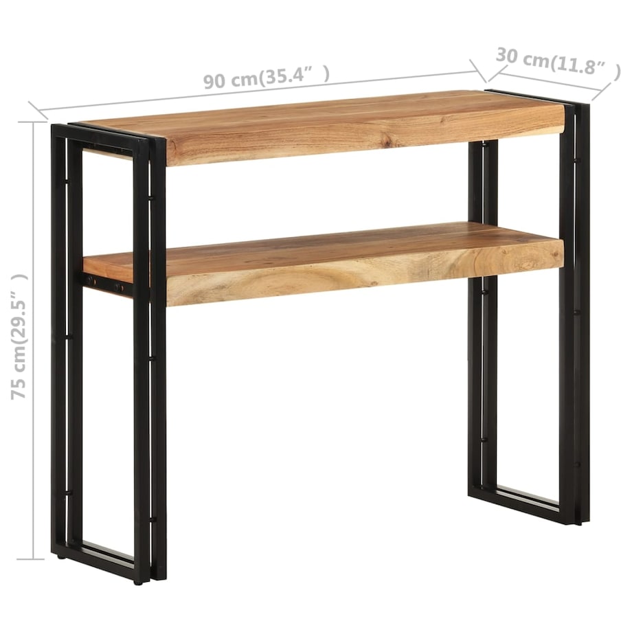 vidaXL Stolik typu konsola, 90 x 30 x 75 cm, lite drewno akacjowe