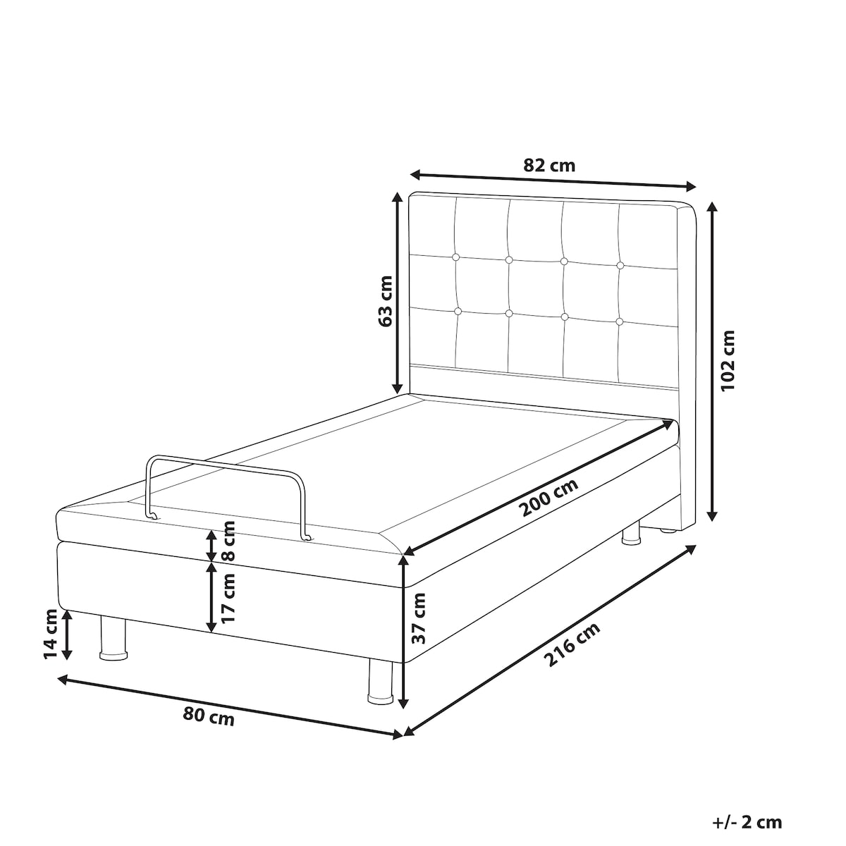 Łóżko regulowane DUKE 80 x 200 cm Beżowy