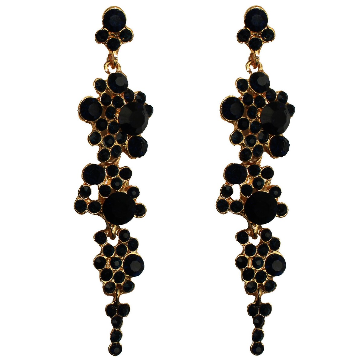 Kolczyki czarne DŁUGIE ELEGANCKIE wiszące cyrkonie