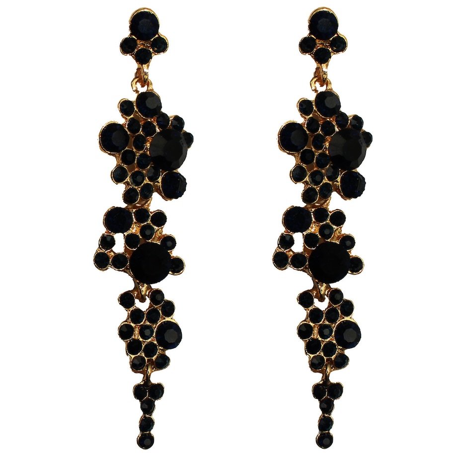 Kolczyki czarne DŁUGIE ELEGANCKIE wiszące cyrkonie