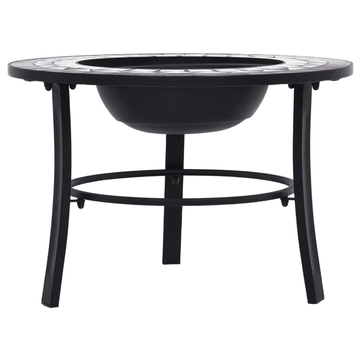 vidaXL Palenisko z mozaiką, czarno-białe, 68 cm, ceramika