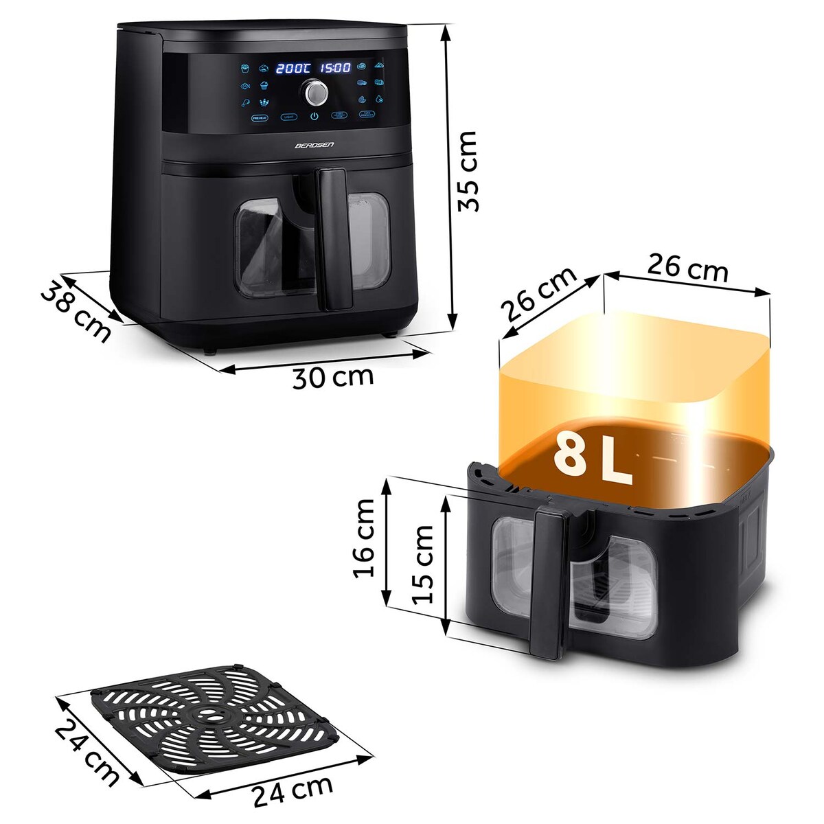 Frytkownica beztłuszczowa air fryer frytownica 8l Berdsen BD-6611700W