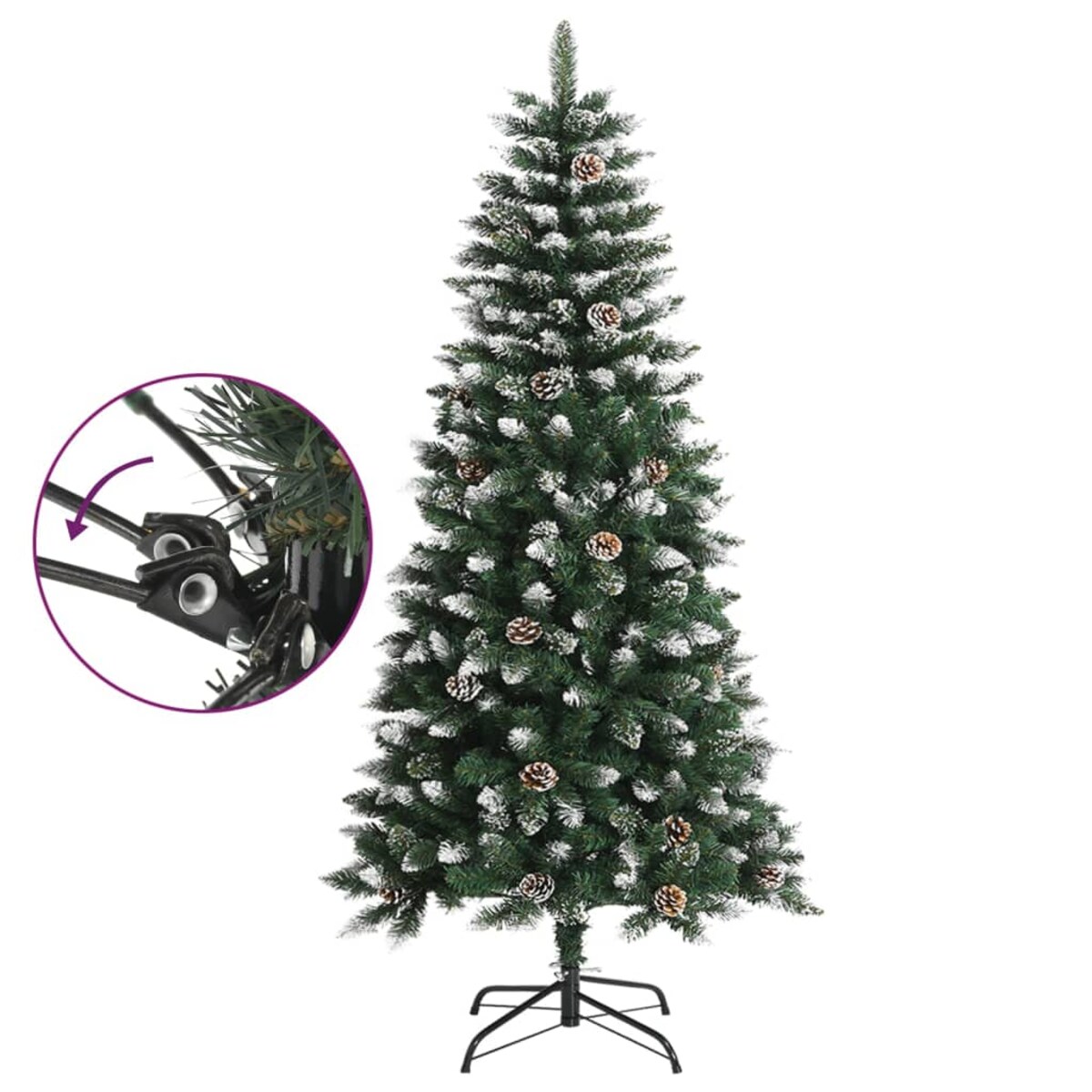 vidaXL Sztuczna choinka ze stojakiem, zielona, 120 cm, PVC