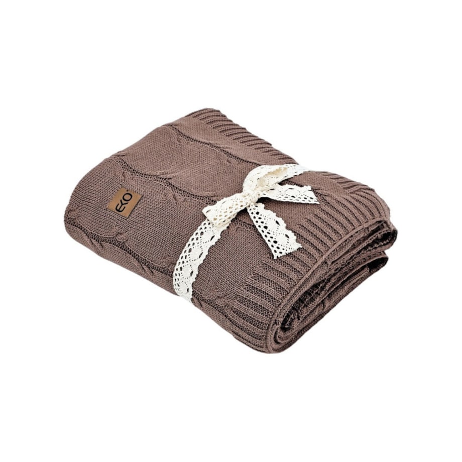 Koc dzianinowy Bawełna+Kaszmir 150x200 cm – ROMA CHOCOLATE