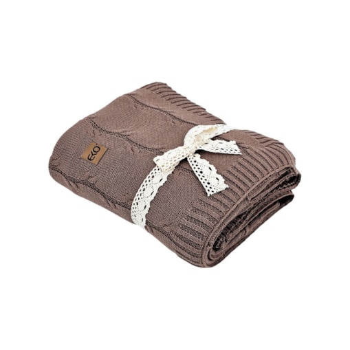 Koc dzianinowy Bawełna+Kaszmir 150x200 cm – ROMA CHOCOLATE