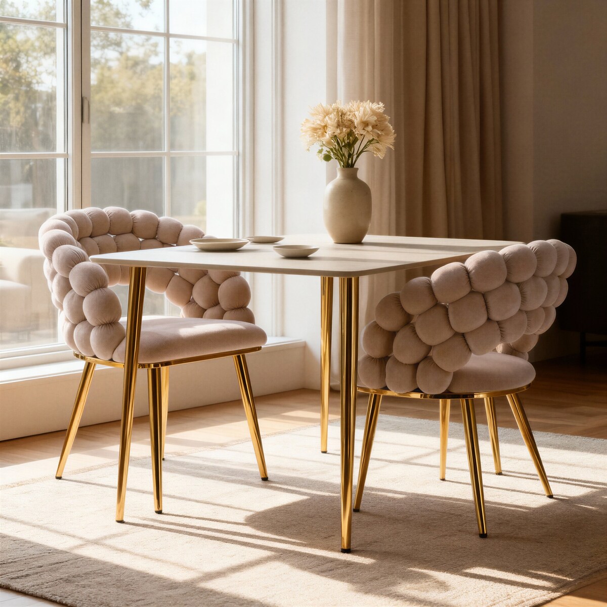 Krzesło welur tapicerowane BELLA nowoczesne beżowe