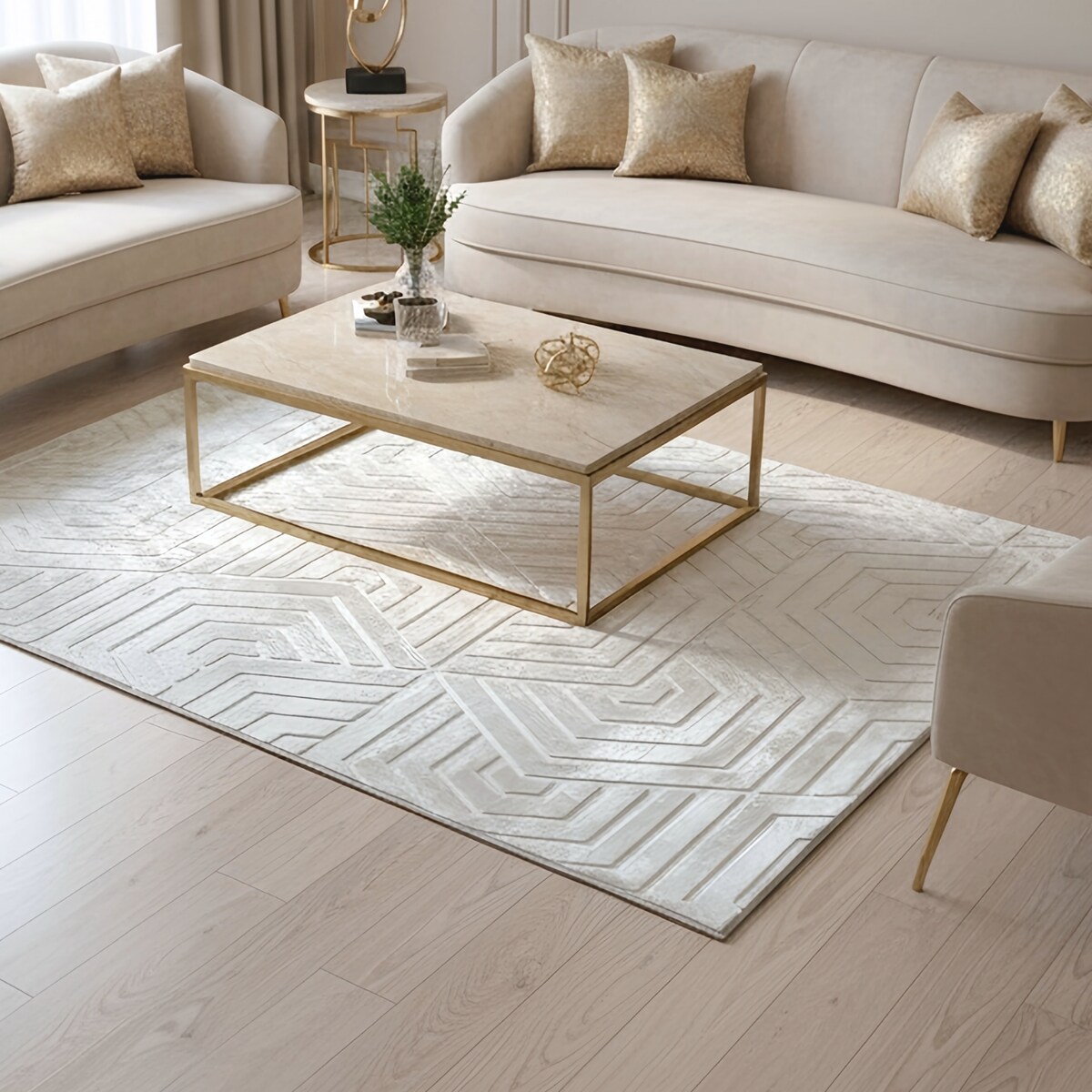 Dywan nowoczesny Glamour 3D 160x220 cm geometryczny beżowy