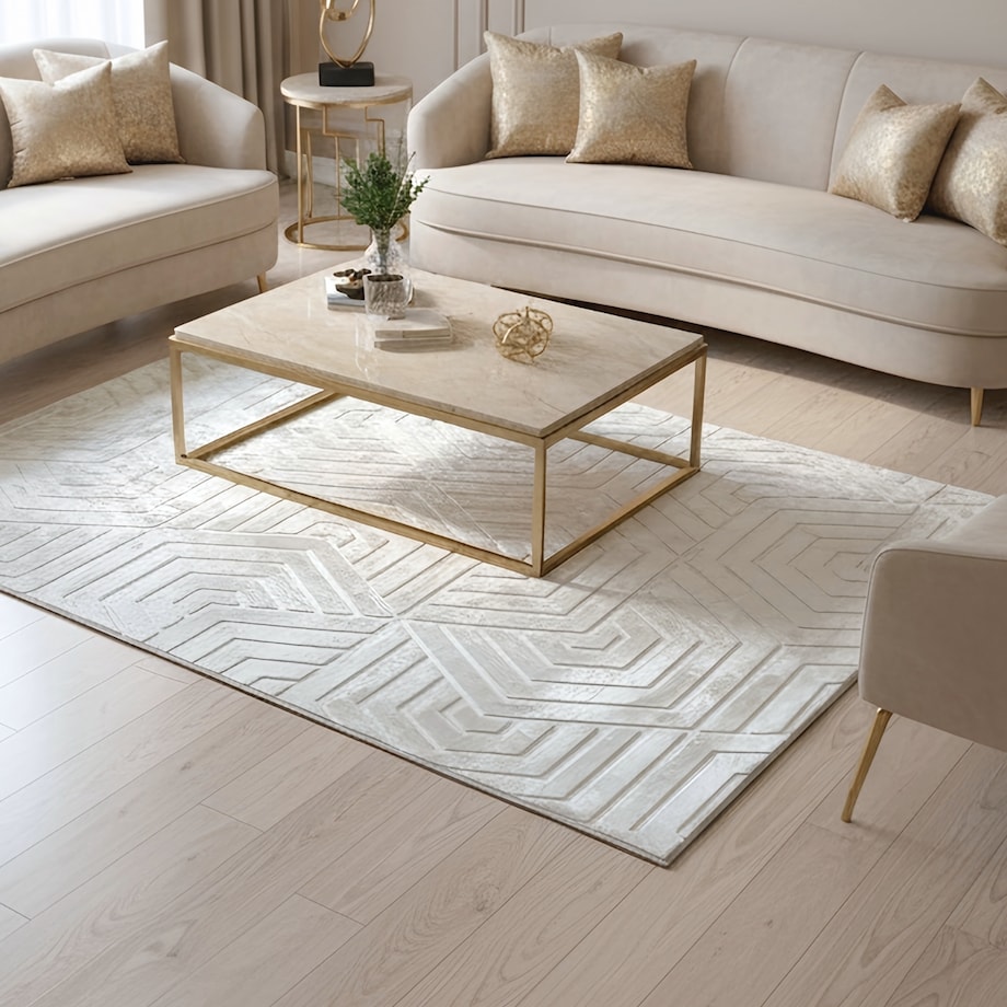 Dywan nowoczesny Glamour 3D 160x220 cm geometryczny beżowy