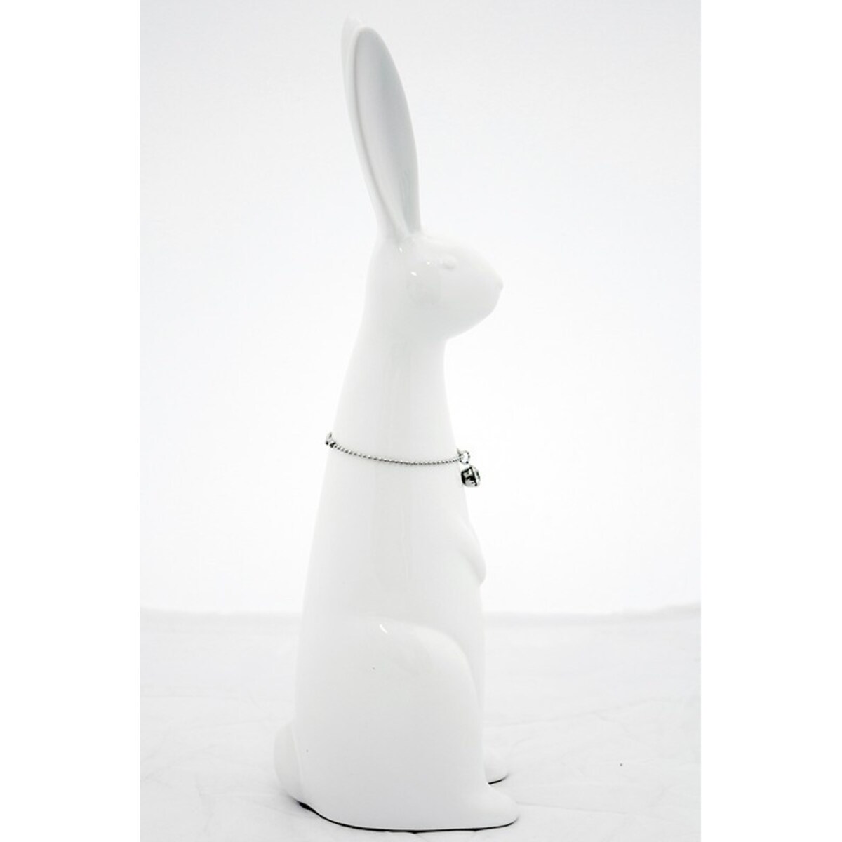 Dekoracja - biały królik z naszyjnikiem 28,5x6x8,5 cm