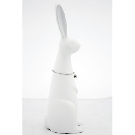 Dekoracja - biały królik z naszyjnikiem 28,5x6x8,5 cm