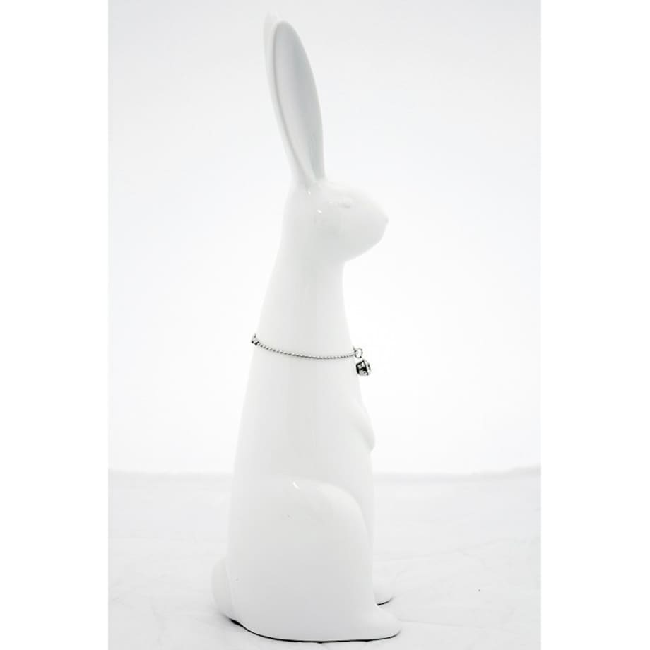 Dekoracja - biały królik z naszyjnikiem 28,5x6x8,5 cm
