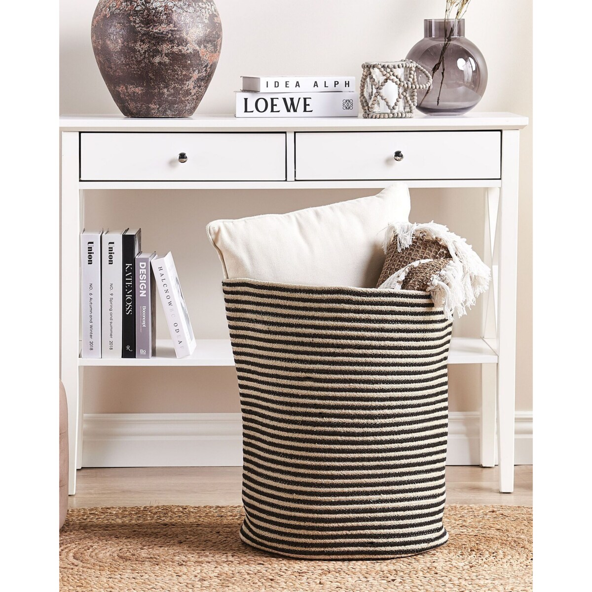 Kosz bawełniany beżowy z czarnym YERKOY