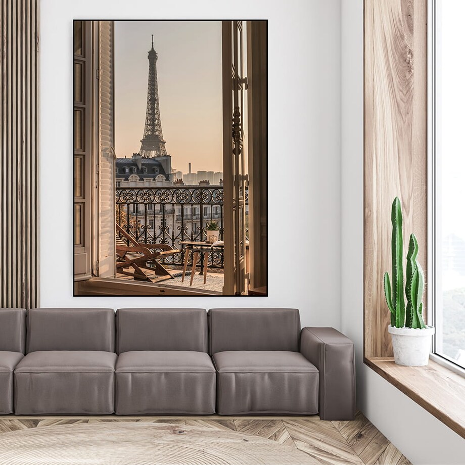 plakat widok z okna na wieżę eiffla paryż francja 30x40 cm