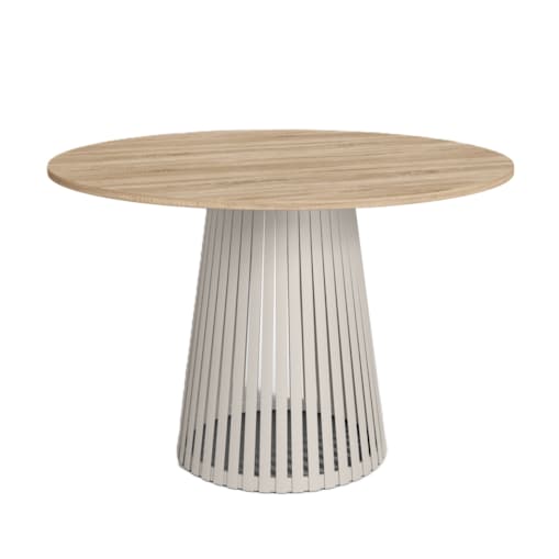 Stół VIV z lamelami do salonu, blat 100 cm dąb sonoma -podstawa kaszmirowa