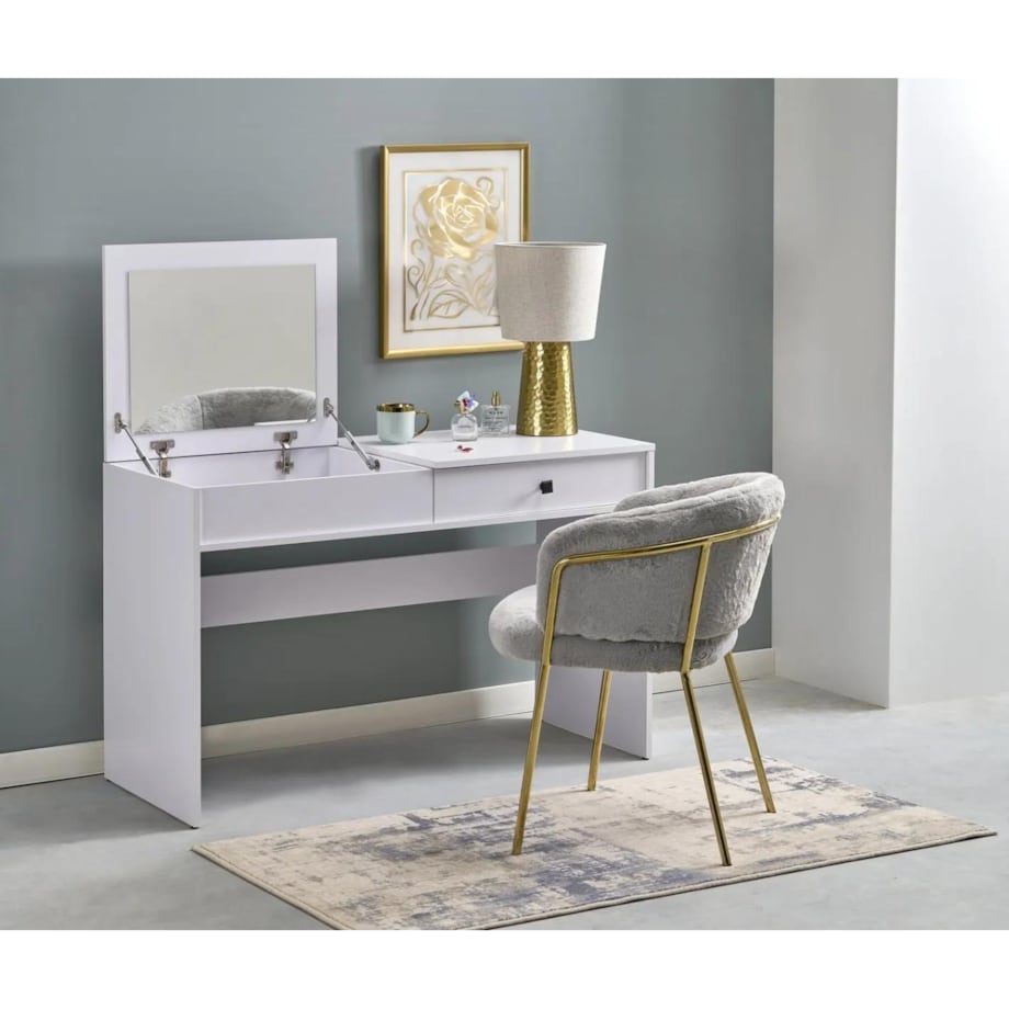 Toaletka MEGAN biała z lustrem