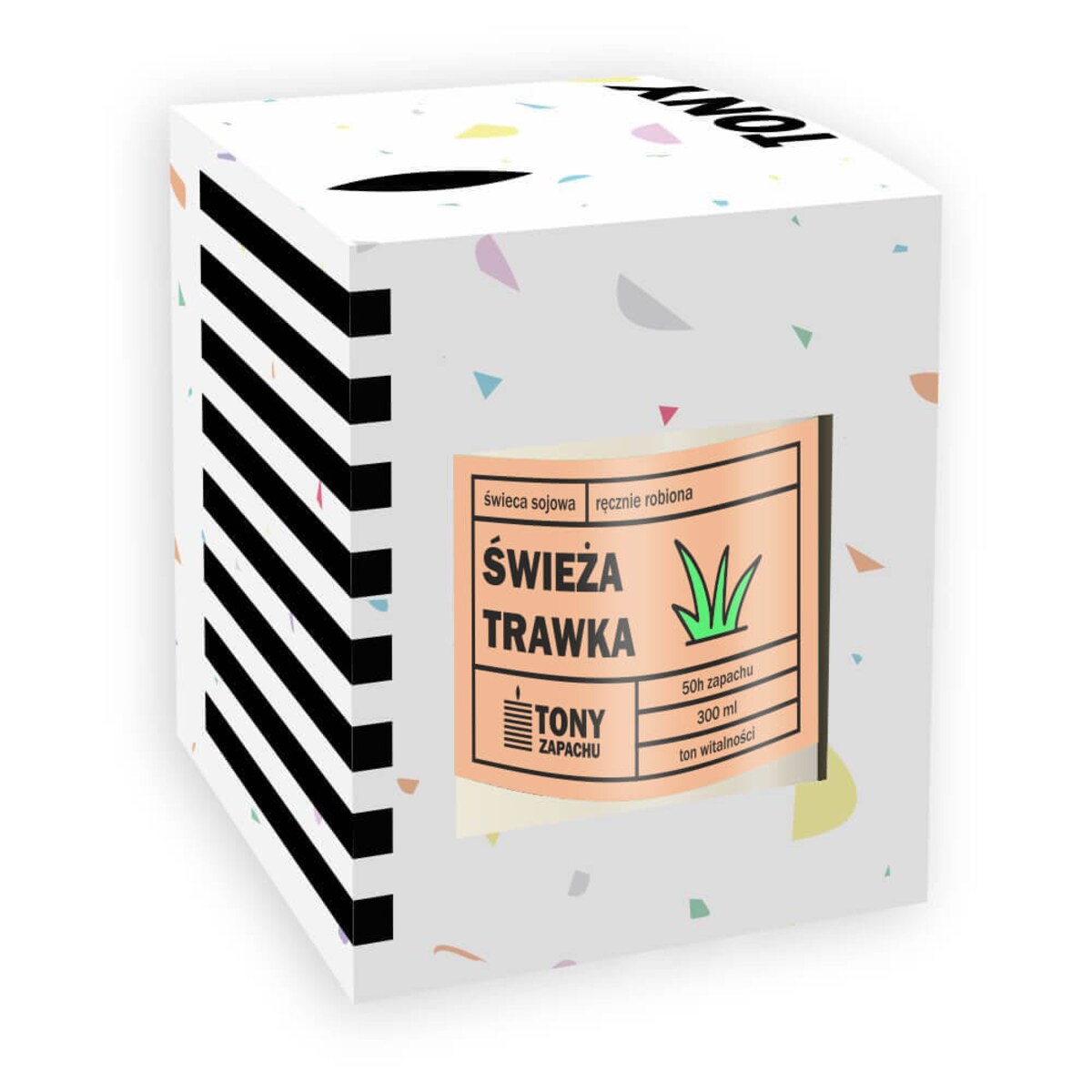 Świeca sojowa naturalna zapachowa ŚWIEŻA TRAWKA- najlepsza aromatyczna bezpieczna ręcznie robiona w szklanym słoiczku 300ml 50h palenia na prezent upominek