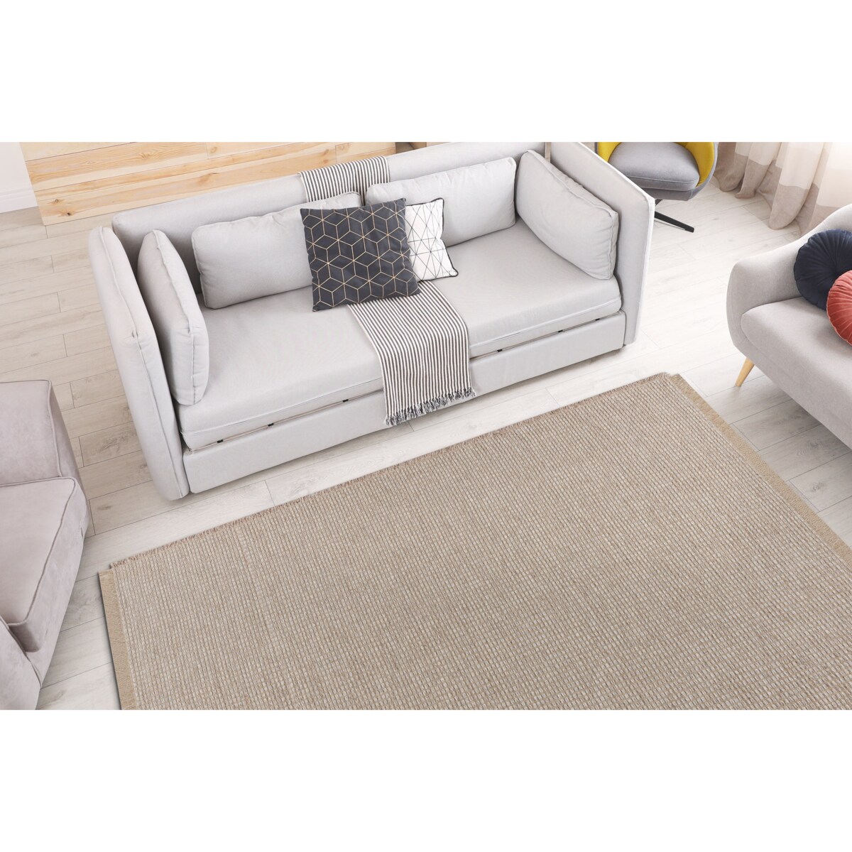 Dywan JUTE 3652 beż / szary jednolity - 60x100 cm