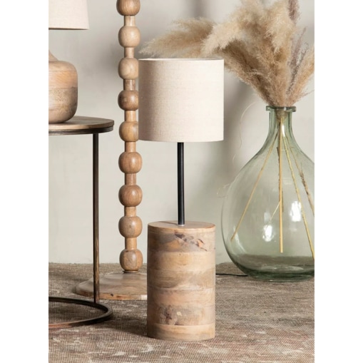 LAMPA BOHO STOŁOWA BIURKOWA NOCNA E27 naturalna drewniana ozdoba do salonu