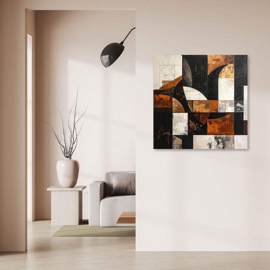 Obraz do salonu sypialni biura loftu, Geometryczne formy abstrakcja brązowy