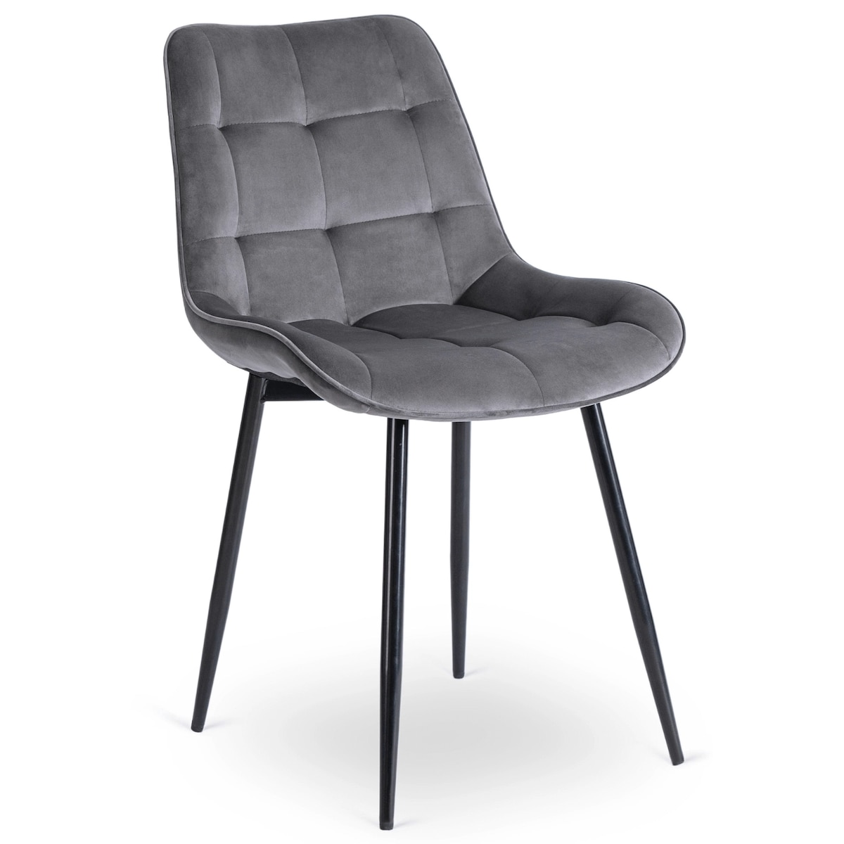 Krzesło Tapicerowane Welurowe Do Salonu Jadalni Kuchenne Szare CHRIS