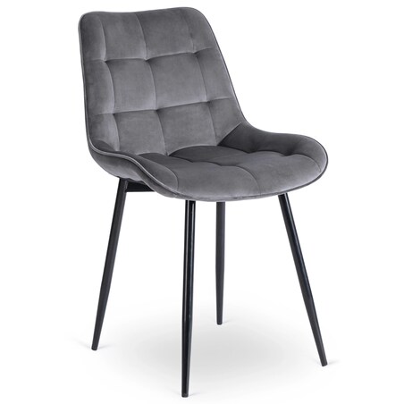 Krzesło Tapicerowane Welurowe Do Salonu Jadalni Kuchenne Szare CHRIS