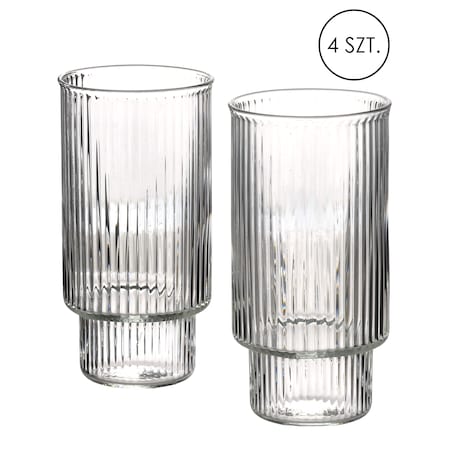 ELLA STRIPES Komplet 4 szklanek 400ml ze szkła borokrzemowego 7x5.6x14cm