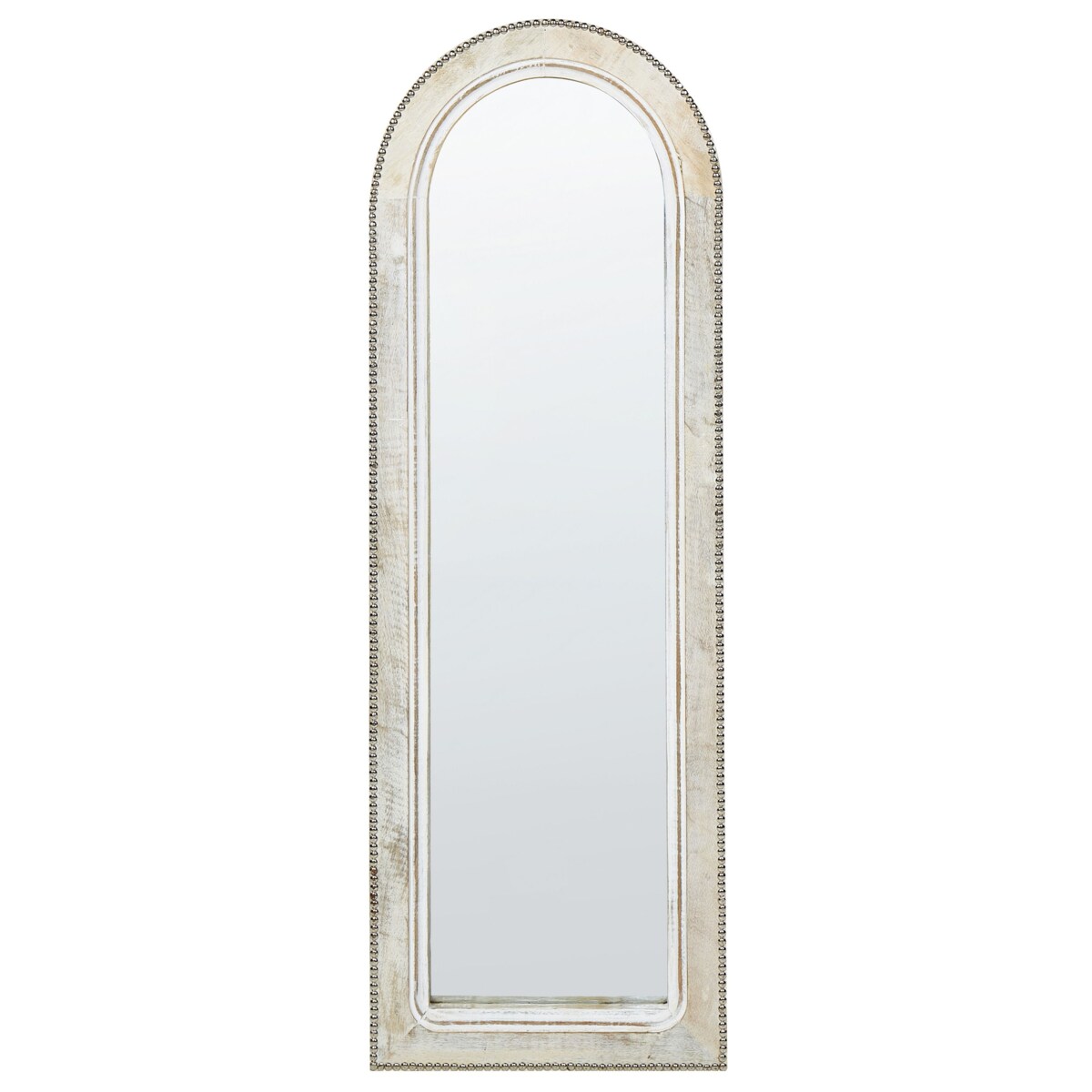 Drewniane lustro ścienne 31 x 91 cm złamana biel SARRY