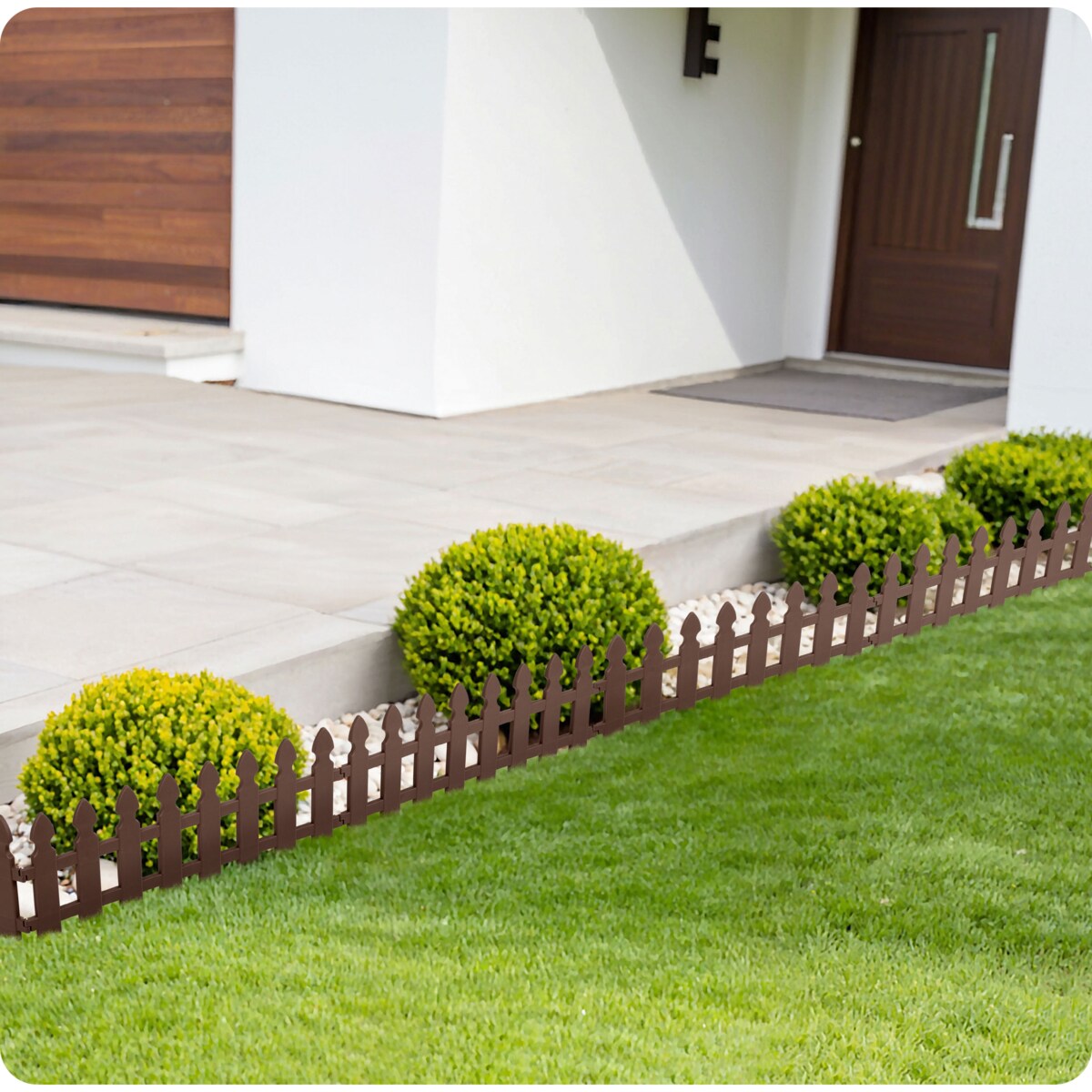 Palisada ogrodowa obrzeże ogrodowe trawnikowe brązowe Plonos tworzywo płotek 240 cm