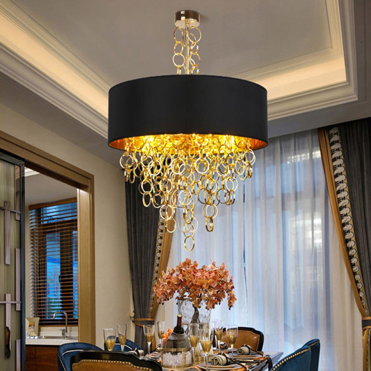 Lampa Wisząca Żyrandol Nowoczesny Black Gold 45Cm