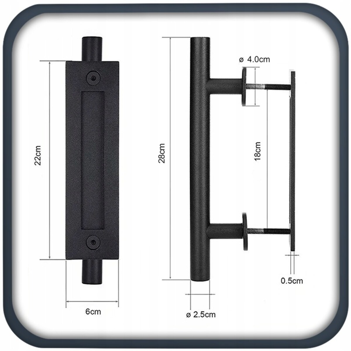 Uchwyt klamka do drzwi przesuwnych czarna matowa loft solidna retro premium