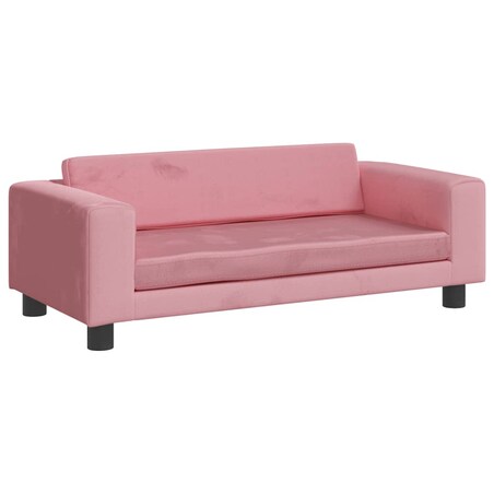 vidaXL Sofa dziecięca z podnóżkiem, różowa, 100x50x30 cm, aksamit