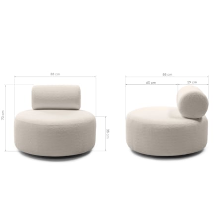 Fotel obrotowy bouclé jasnobeżowy Orvieto