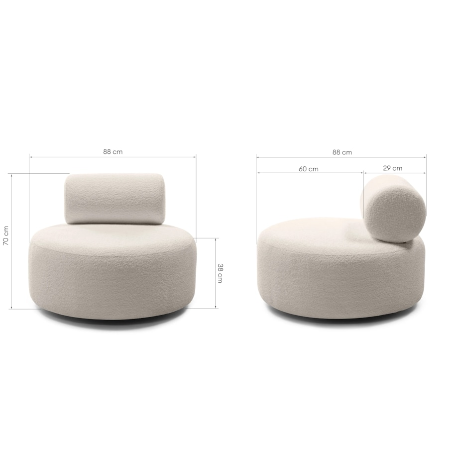 Fotel obrotowy bouclé jasnobeżowy Orvieto