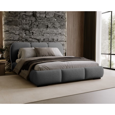 Łóżko tapicerowane 180x200 ROZA z pojemnikiem na pościel ciemnoszare