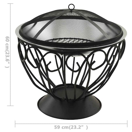 vidaXL Palenisko i grill 2-w-1, z pogrzebaczem, 59x59x60 cm, stal