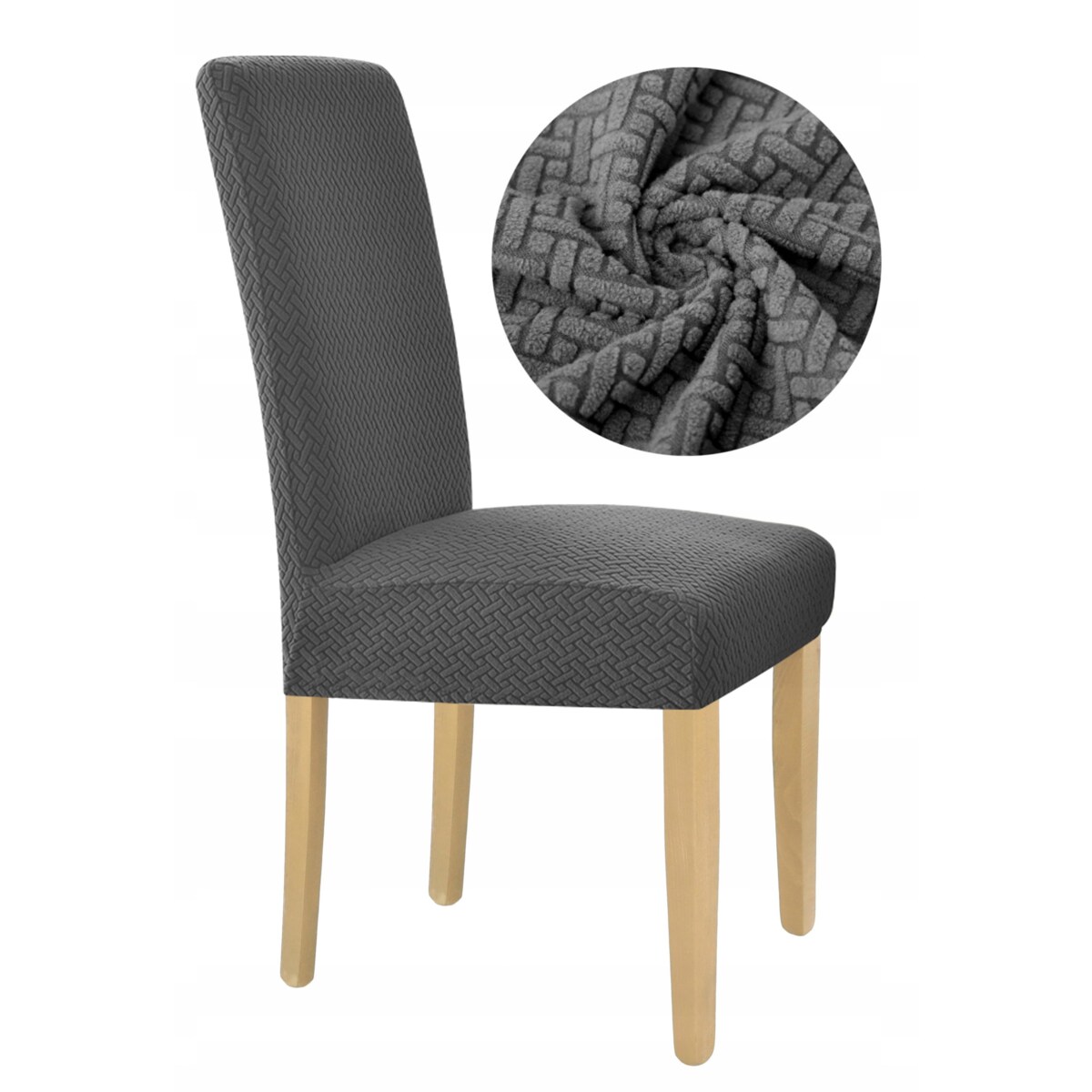 POKROWIEC NA KRZESŁO GRAFITOWY ŻAKARD ELASTYCZNY [10-Z1-GRF]