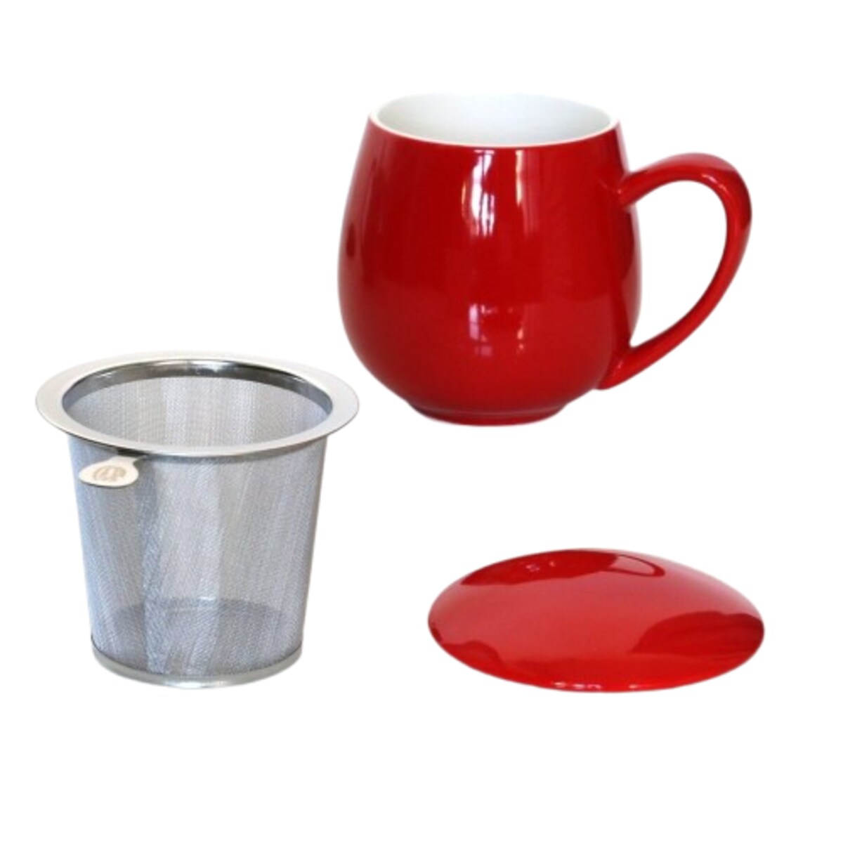 Kubek z zaparzaczem i pokrywką czerwony - idealny zestaw do przygotowania herbaty, perfekcyjny podarunek prezent dla mamy, taty, babci, dziadka