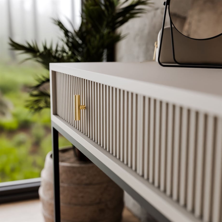 Konsola MIDNIGHT z szufladami na czarnym stelażu, kaszmir