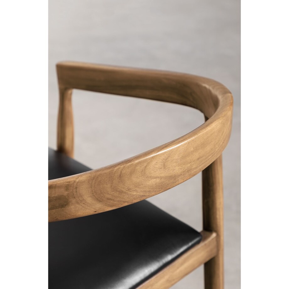 Krzesło barowe drewno tekowe z czarnym siedziskiem Visby 70 cm