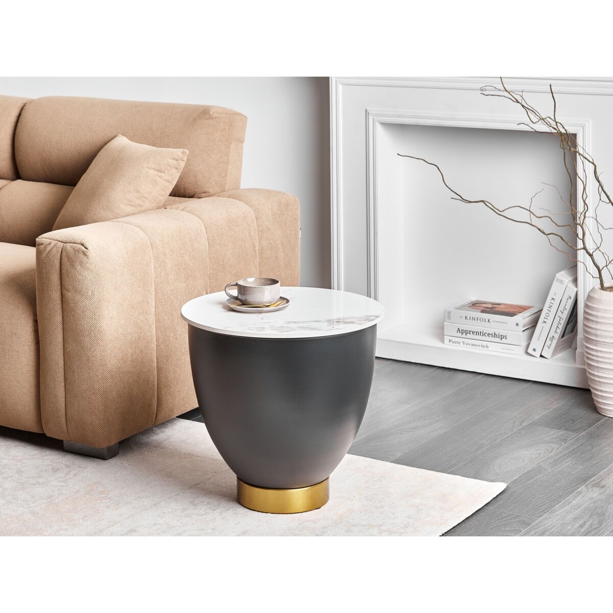 Stolik pomocniczy ceramiczny czarny NADINE